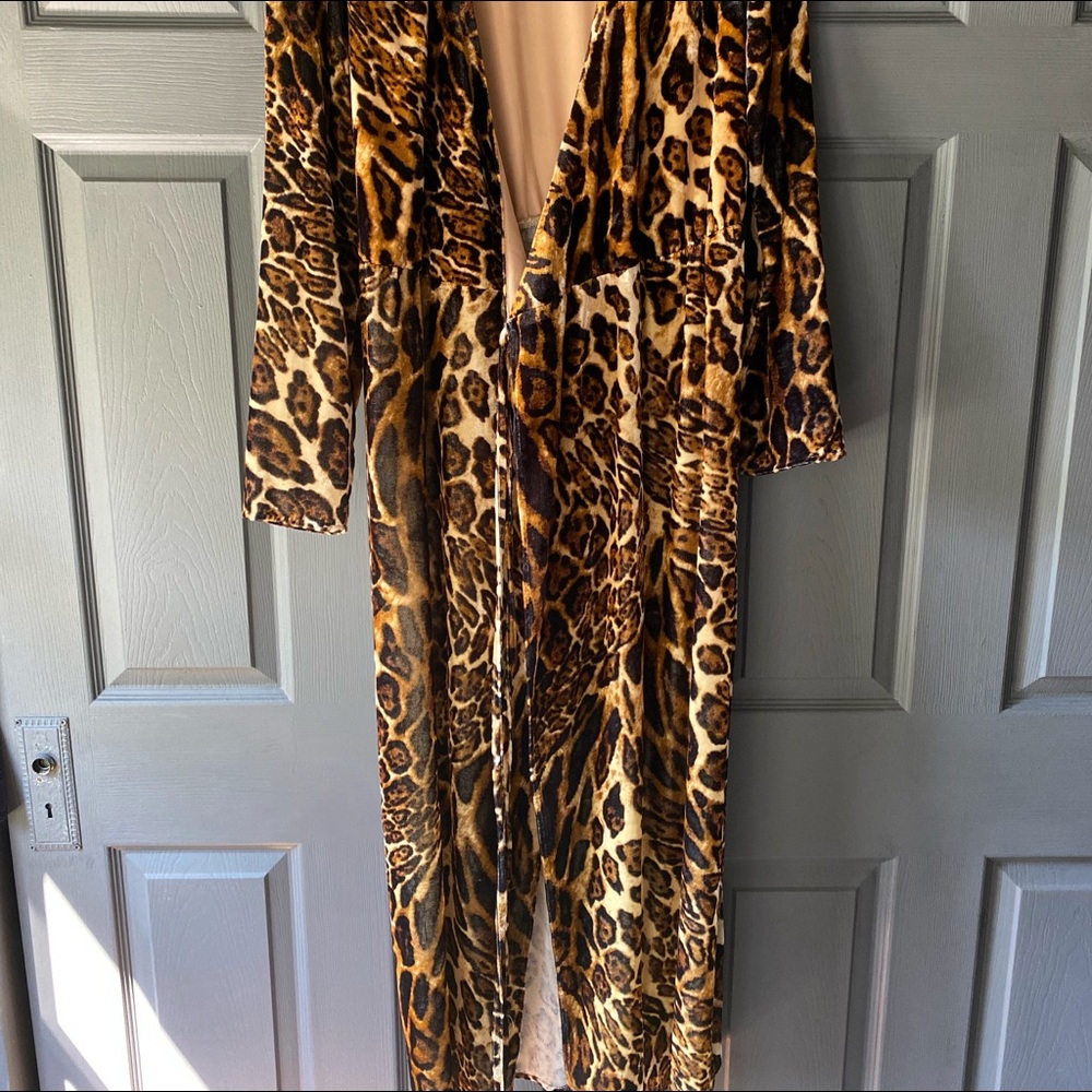 Velvet Cheetah print Midi Wrap dress